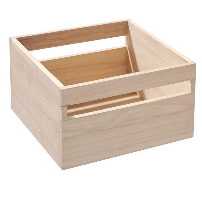 Paulownia wood storage bin with handles